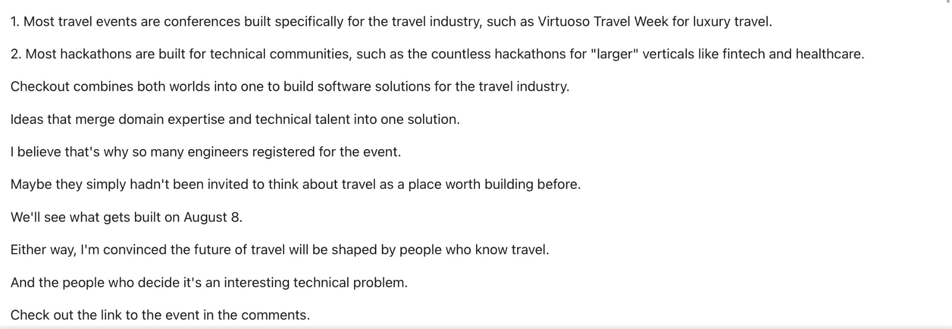 Screenshot 2 of LinkedIn post: 152 Registered for Checkout and Why So Many Are Engineers